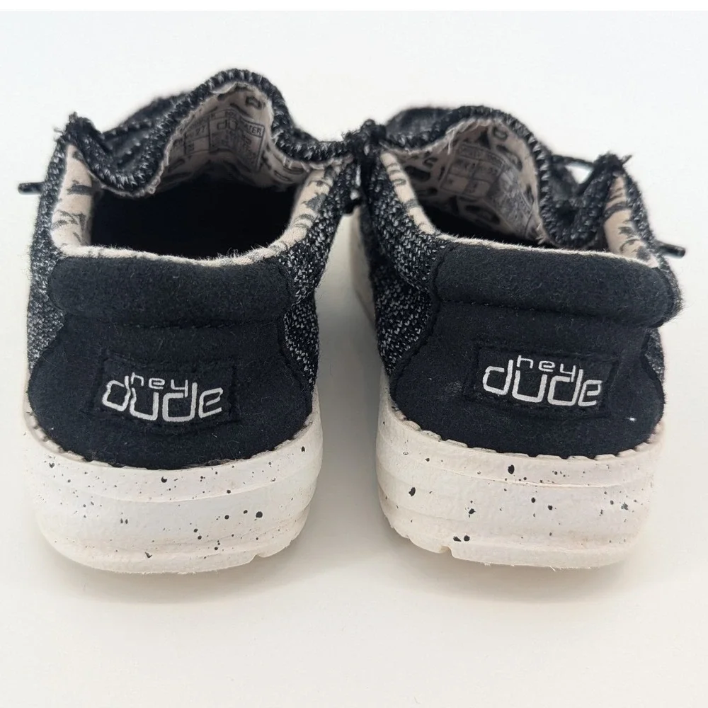 Hey Dude Wally Toddler Sox Skater Black White Knit Slip On Shoes 9K 160014735